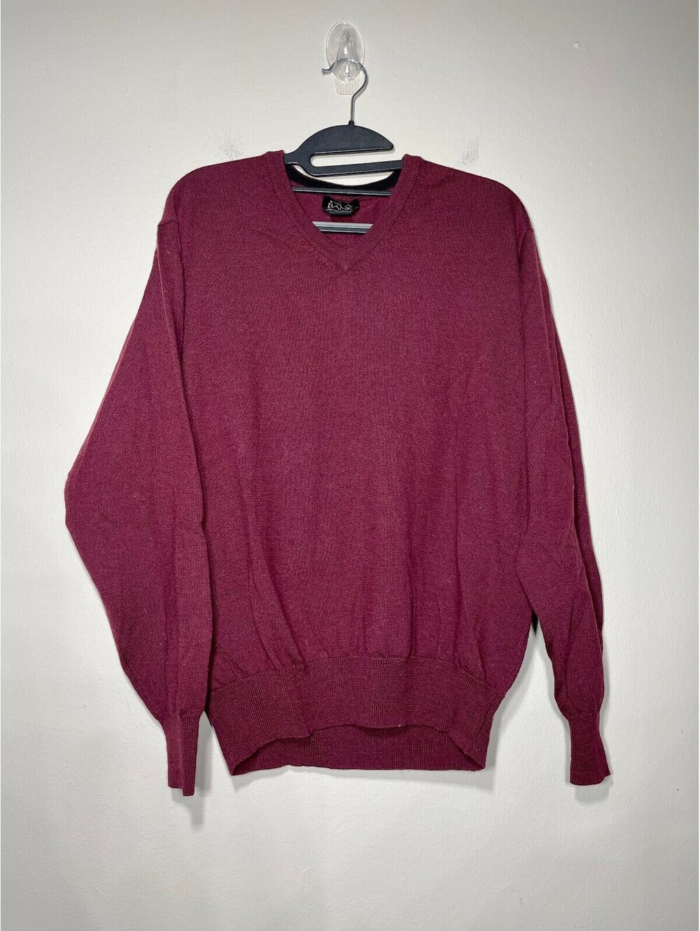 Jos. A. Bank Merino Wool V-Neck Sweater Maroon GrandpaCore L